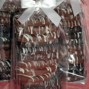 6 Chocolate dipped pretzels (3 dark, 3 milk)